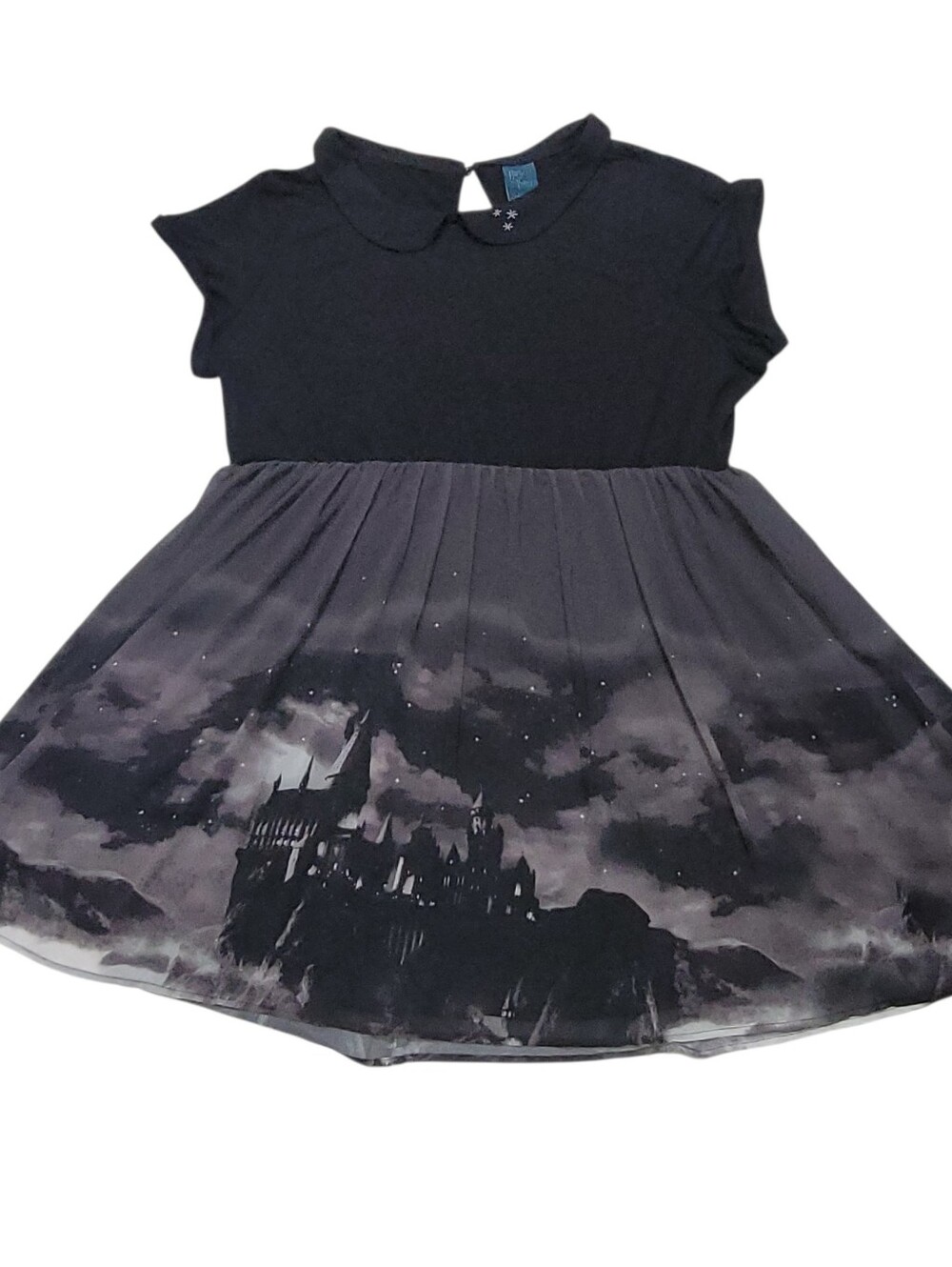 Harry Potter Skater Dress Hogwarts Castle Landscape Cap Sleeves Flowy Skirt Sz 3